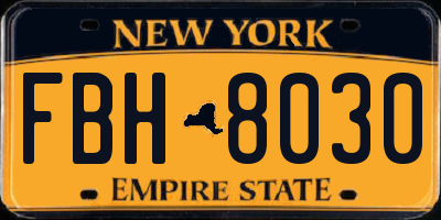 NY license plate FBH8030