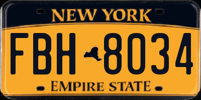 NY license plate FBH8034
