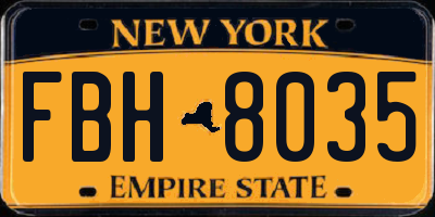 NY license plate FBH8035