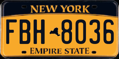 NY license plate FBH8036