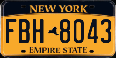 NY license plate FBH8043