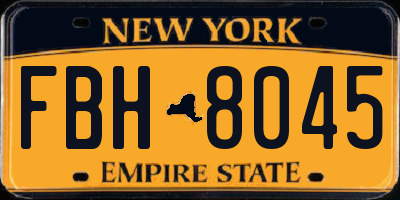 NY license plate FBH8045