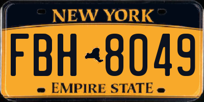 NY license plate FBH8049