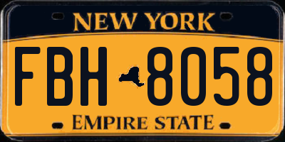 NY license plate FBH8058