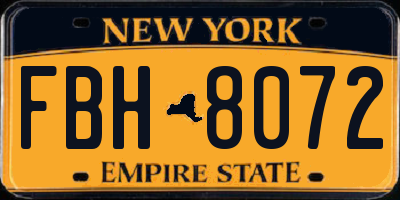 NY license plate FBH8072