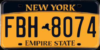 NY license plate FBH8074