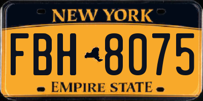 NY license plate FBH8075