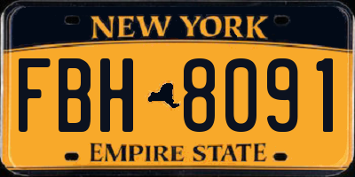 NY license plate FBH8091