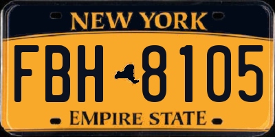 NY license plate FBH8105