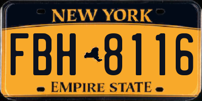 NY license plate FBH8116
