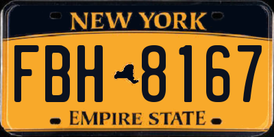 NY license plate FBH8167