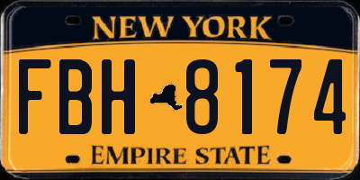 NY license plate FBH8174