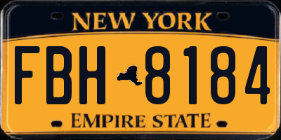 NY license plate FBH8184