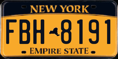 NY license plate FBH8191