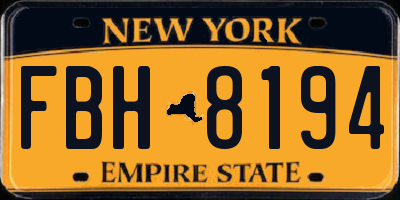 NY license plate FBH8194