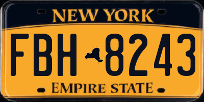 NY license plate FBH8243
