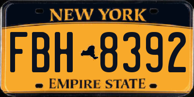NY license plate FBH8392