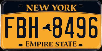 NY license plate FBH8496