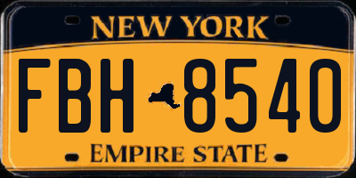 NY license plate FBH8540