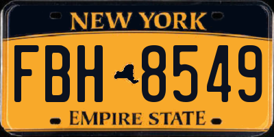 NY license plate FBH8549