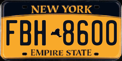 NY license plate FBH8600