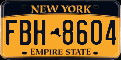 NY license plate FBH8604