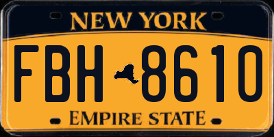 NY license plate FBH8610