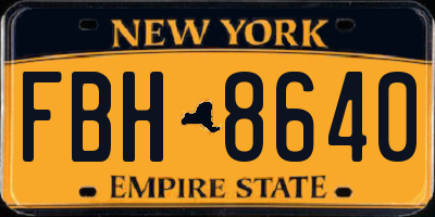 NY license plate FBH8640