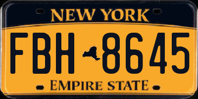 NY license plate FBH8645