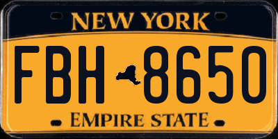 NY license plate FBH8650