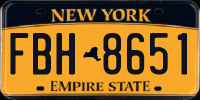 NY license plate FBH8651