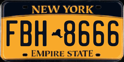 NY license plate FBH8666