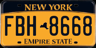 NY license plate FBH8668