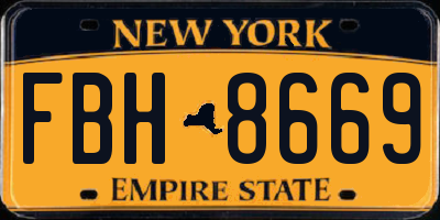 NY license plate FBH8669