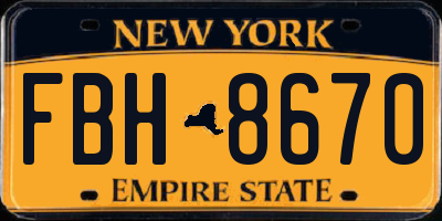NY license plate FBH8670