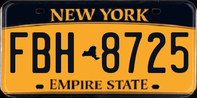 NY license plate FBH8725