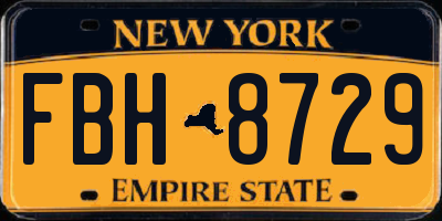 NY license plate FBH8729