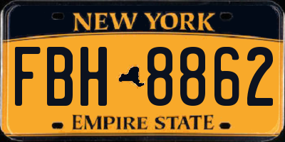 NY license plate FBH8862