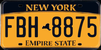 NY license plate FBH8875