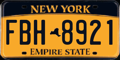 NY license plate FBH8921