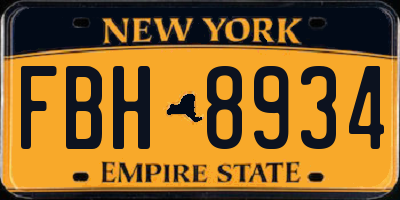 NY license plate FBH8934