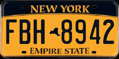 NY license plate FBH8942