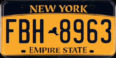 NY license plate FBH8963
