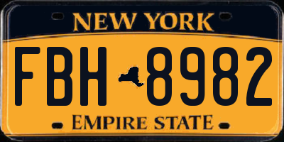NY license plate FBH8982