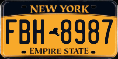 NY license plate FBH8987