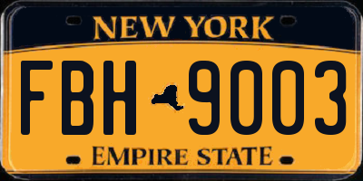NY license plate FBH9003