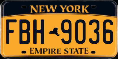 NY license plate FBH9036