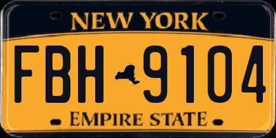 NY license plate FBH9104