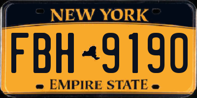 NY license plate FBH9190