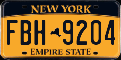 NY license plate FBH9204